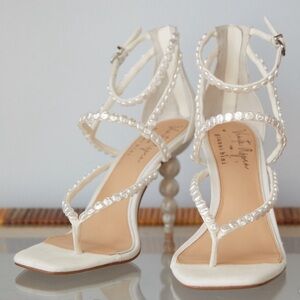 NWT Gianni Bini x Venita Aspen Pearl Heel in Esme Linen Sz 10 Dress Sandals